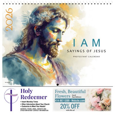 "I AM" - Sayings of Jesus 2026 Christian Spiral Bound Calendar (English)